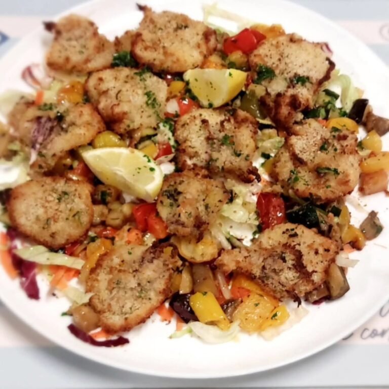 Calamari al forno con caponata di verdure